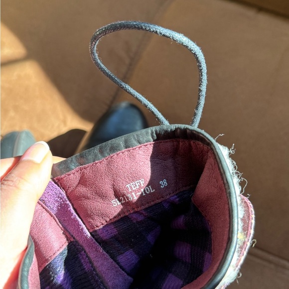 Laura Vita Purple & Black Patchwork Lace-Up Ankle Western Boots Size 38 (France) - Picture 5 of 7